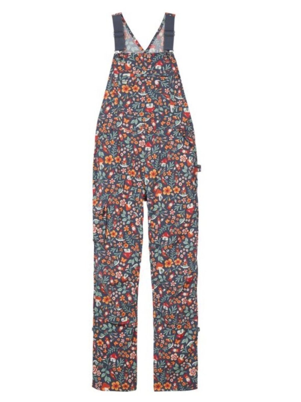 Duluth Heirloom Gardening Bib Overall Womens XSx31 Floral Gnomes Mushrooms Cargo